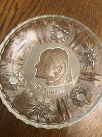 Talerz krysztal Jan Paweł II vintage
