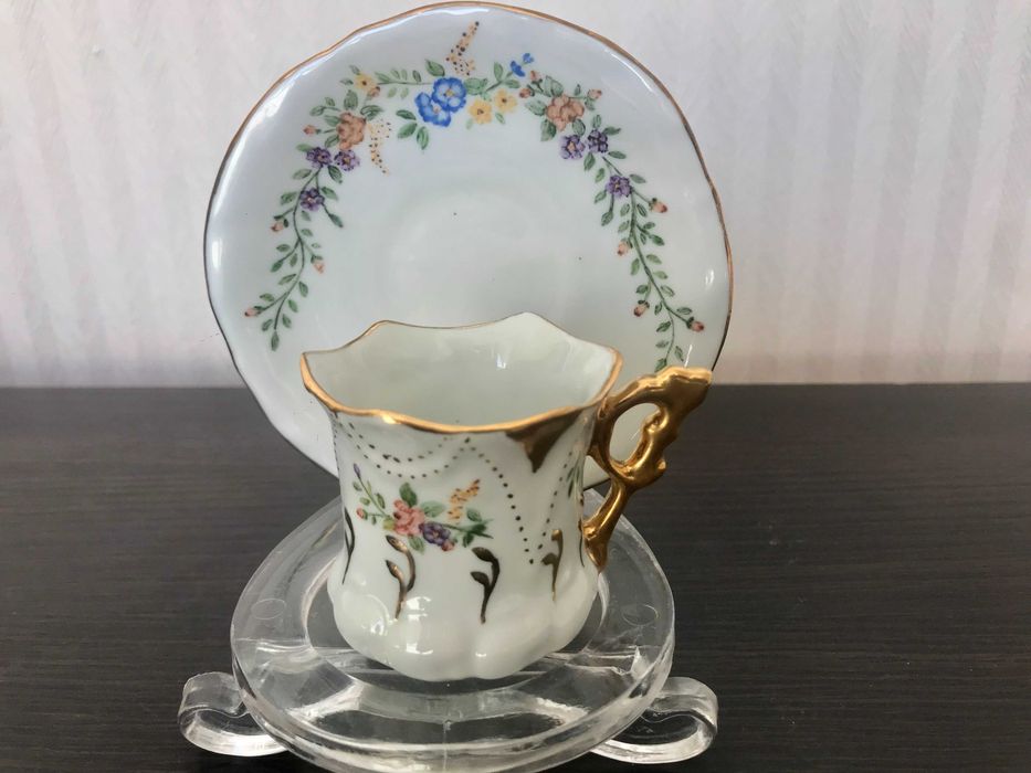 Кавова пара з ініціалами, ручний розпис, Франція 1891 р.
