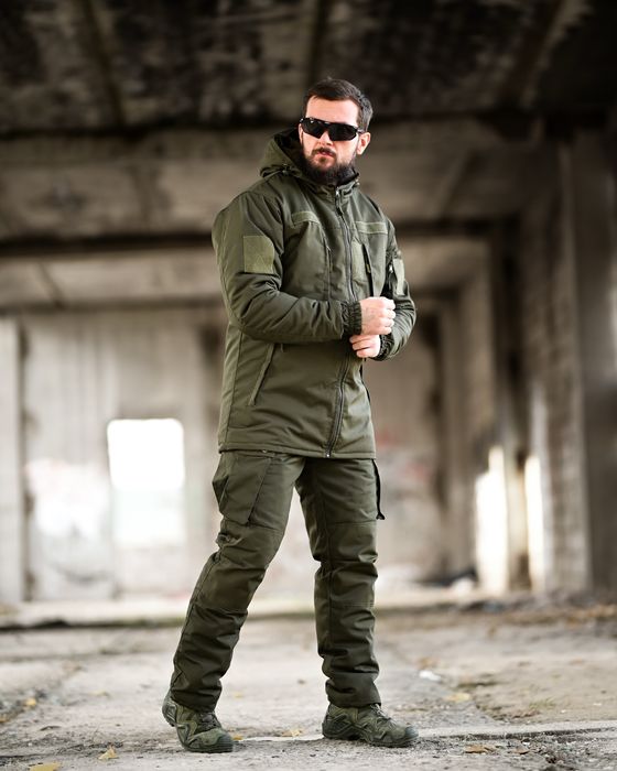 Зимний костюм олива, зимняя одежда, костюм олива мужской