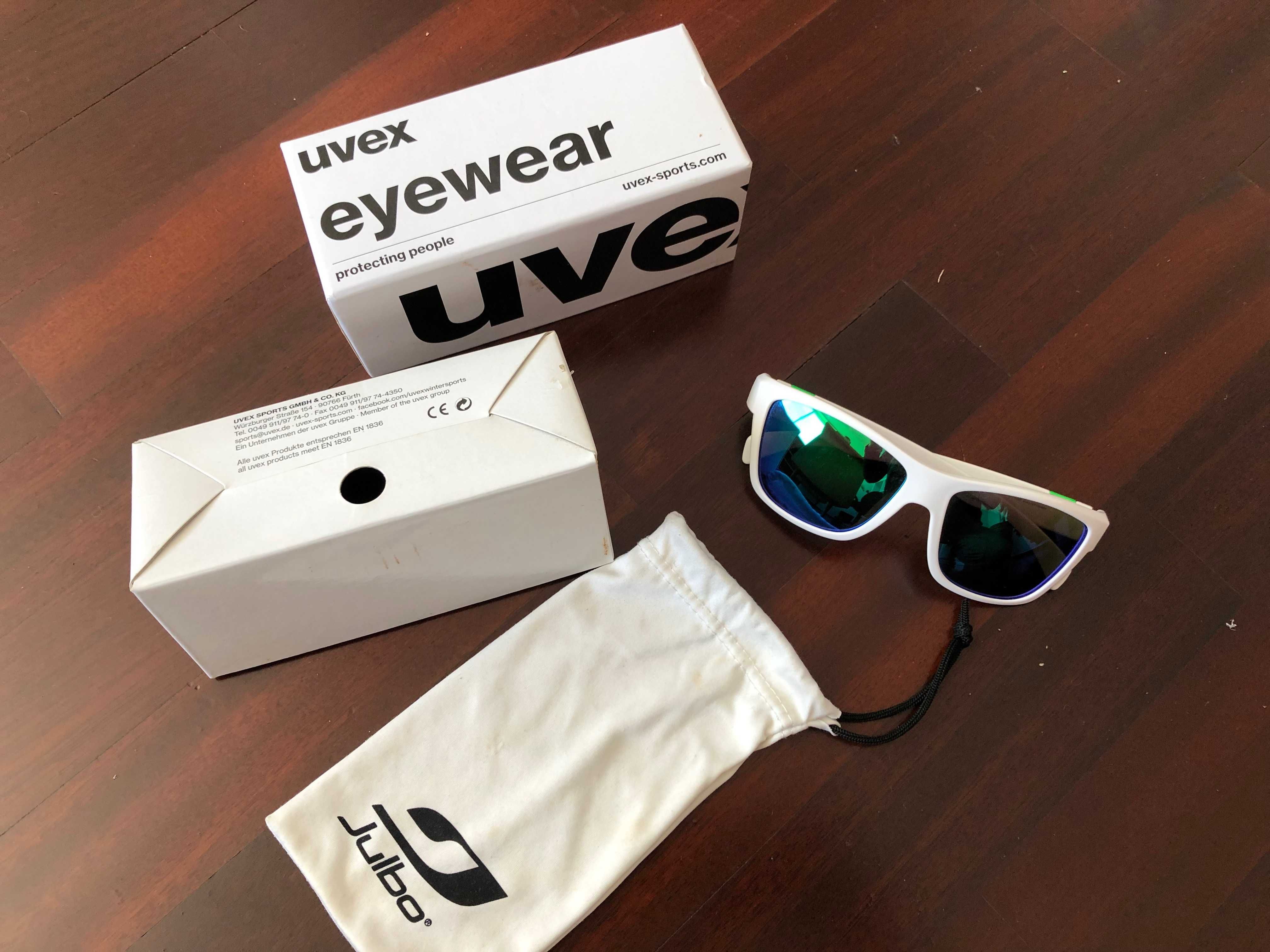 Óculos Uvex Sports brancos com lentes espelhadas