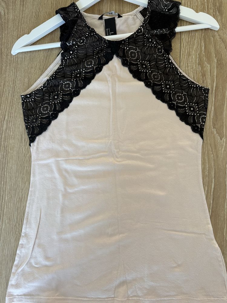 Bluzka na ramieczkach S H&M z koronka super stan