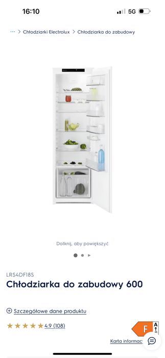 Sprzedam..Chłodziarka do zabudowy 600…LRS4DF18S