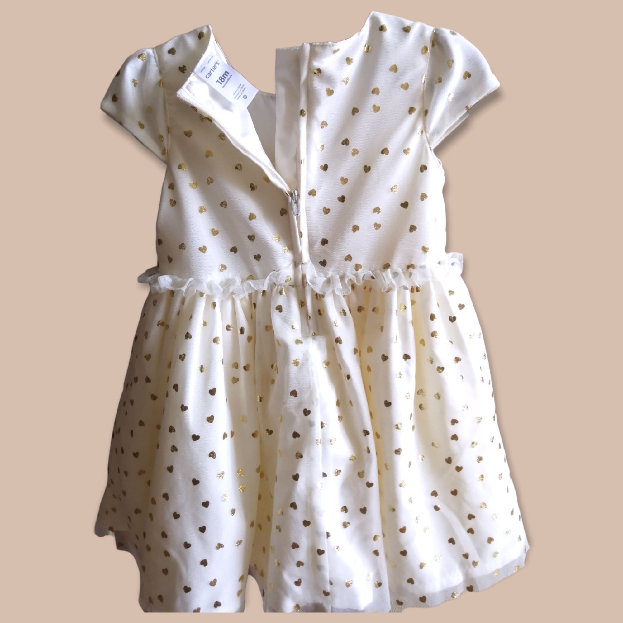 Плаття Carters колір айворі з золотими сердечками 18 місяців