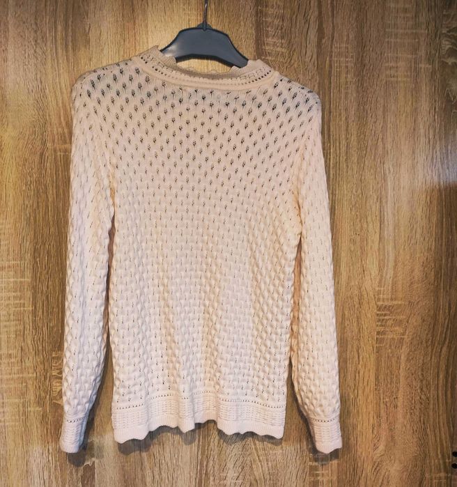Beżowy/kremowy sweter ażurowy Reserved s 36