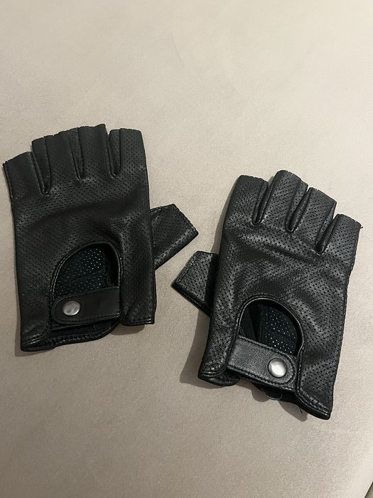 Czarne rękawiczki bez palców do jazdy Bryson z owczej skóry