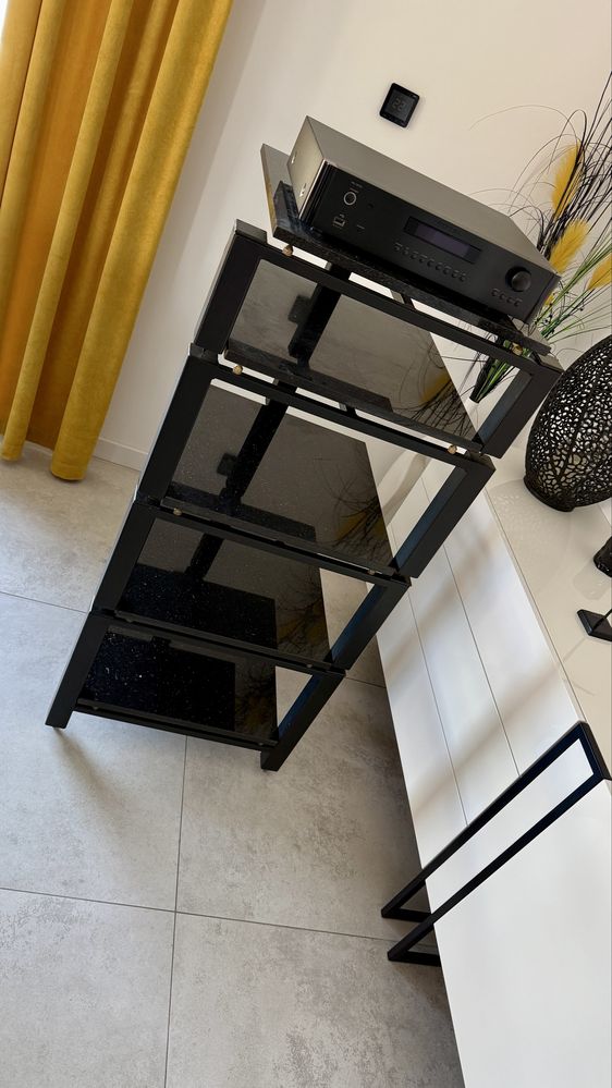 Stolik HI-FI szafka RTV 5 segmentów czarny granit