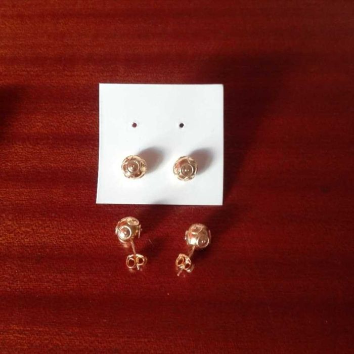 Brincos de mola prata dourada 925 bolas de viana 8.00 mm novos