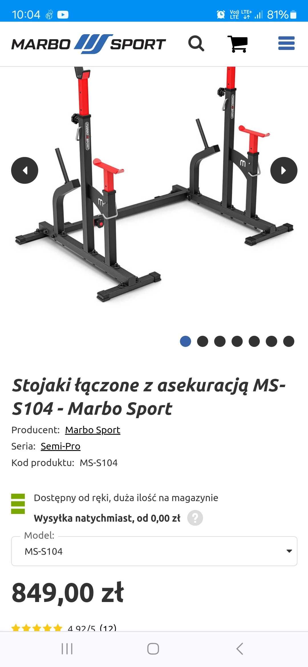 Stojaki regulowane z asekuracją Marbo sport