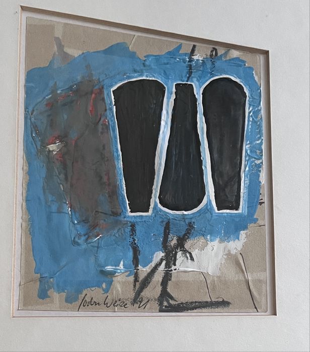 Dwa obrazy - Jochen Weisse - gwasz - abstrakcja -  1991r