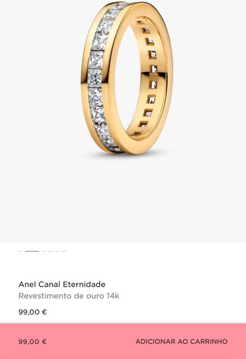 Anel Pandora Canal Eternidade ouro 14k
