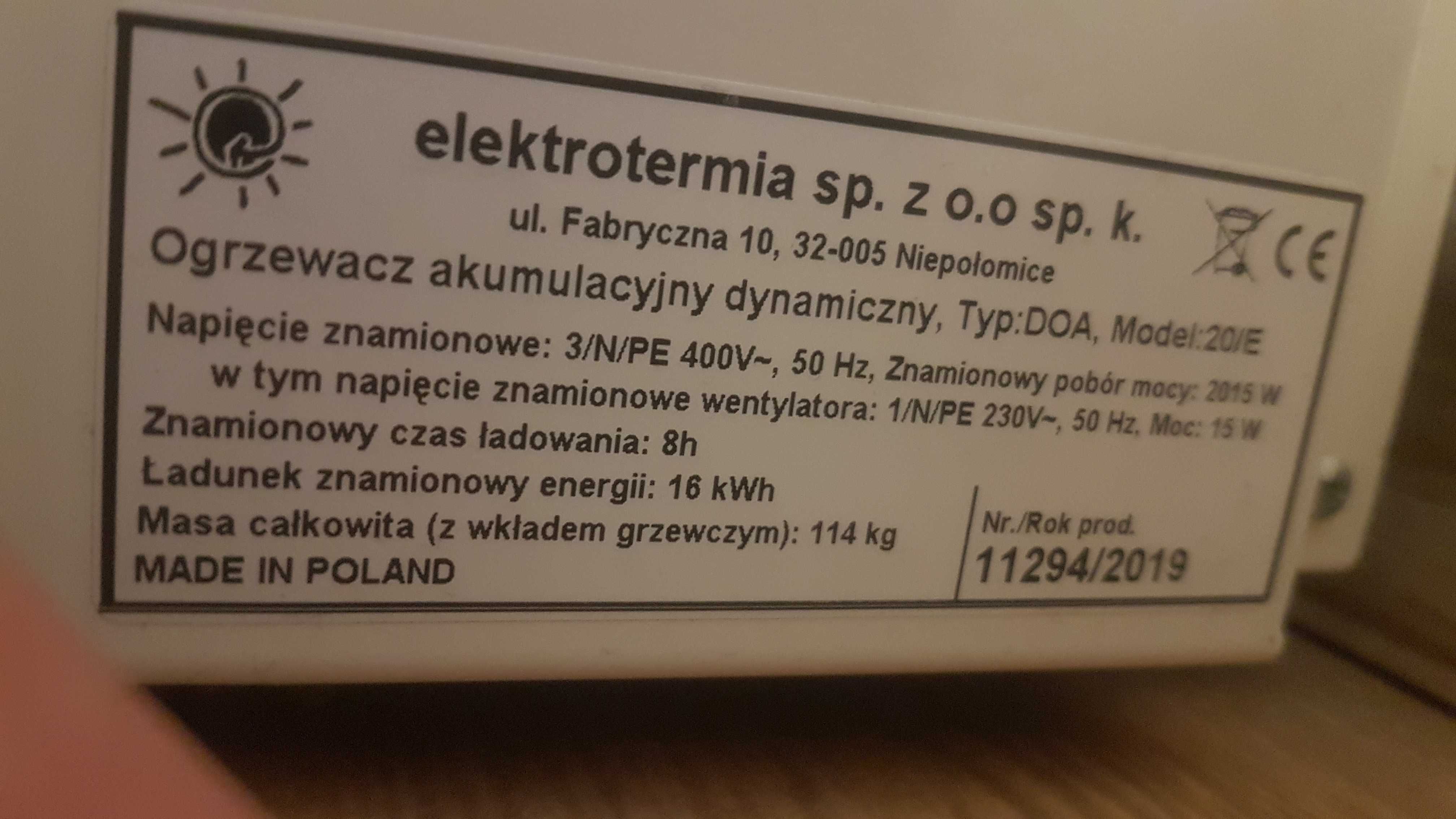 Piec Akumulacyjny Elektrotermia DOA 20/E Dynamiczny