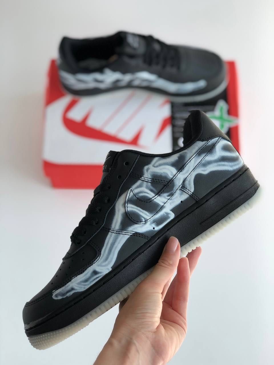 Мужские кроссовки Nike Air Force 1 low Skeleton black. Размеры 40-45