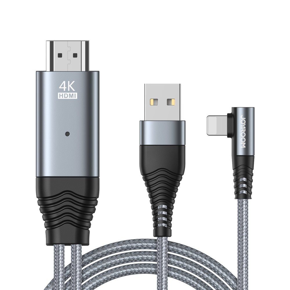 Przejściówka adapter do iPhone z Lighning na HDMI 4K USB gray