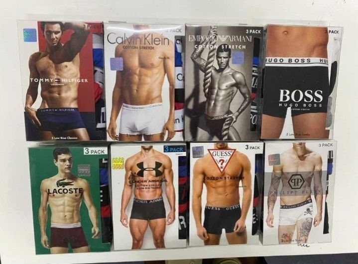 Nowe Bokserki Męskie 3pak CK Tommy Hugo Armani Lacoste Gucci
