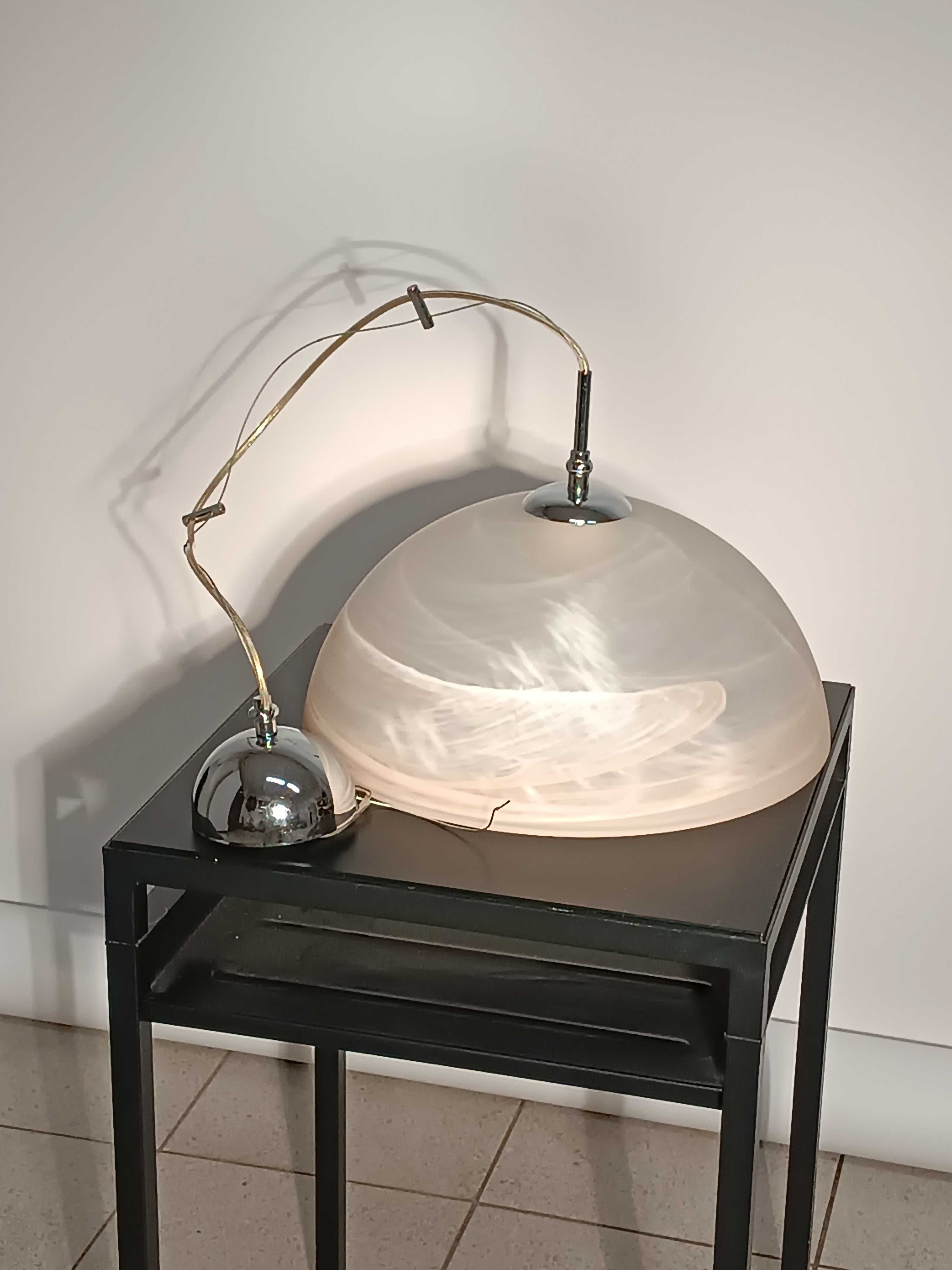 Lampa sufitowa żyrandol vintage szkło alabaster beż chrom