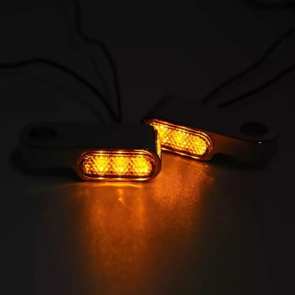 Par de piscas LED minimalistas curtos cafe racer