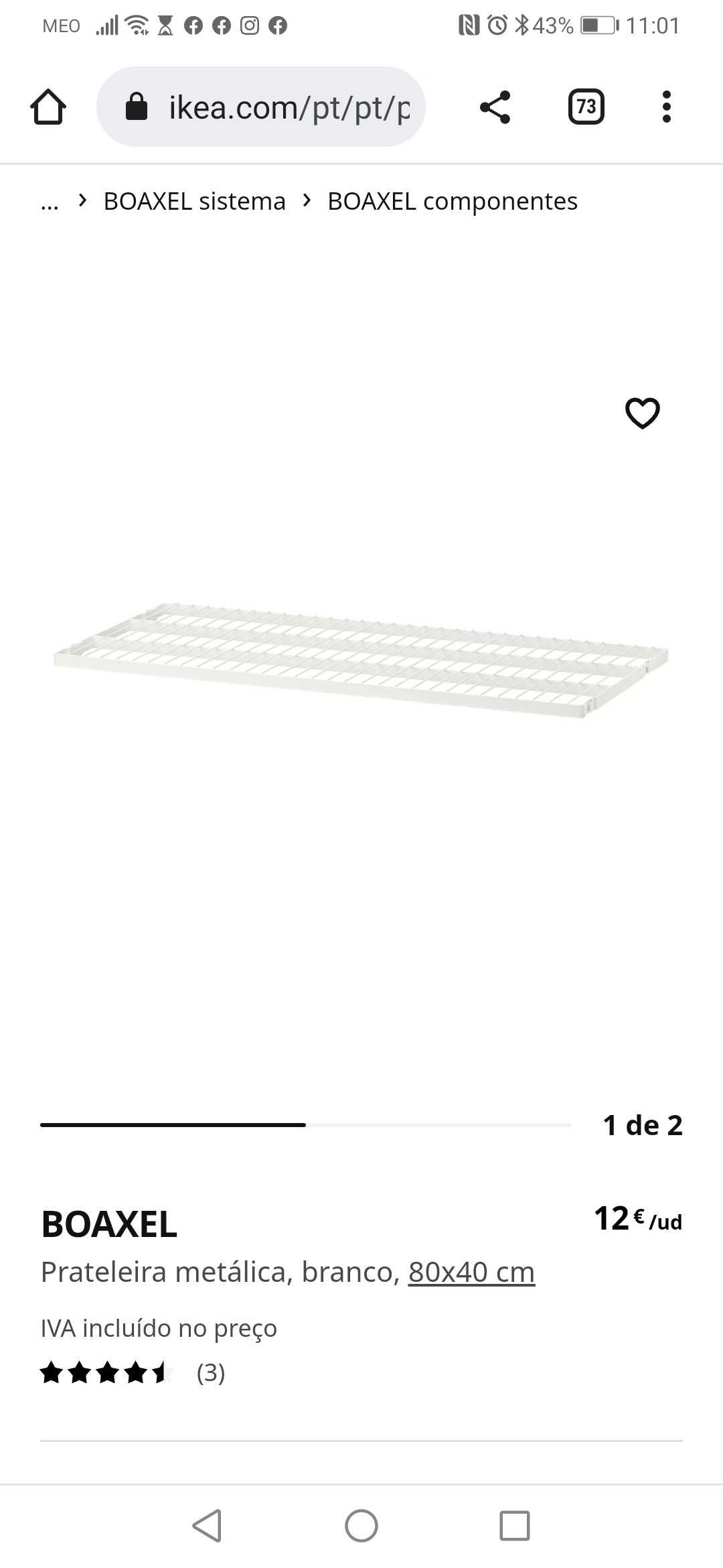 Ikea Prateleira metal Boaxel