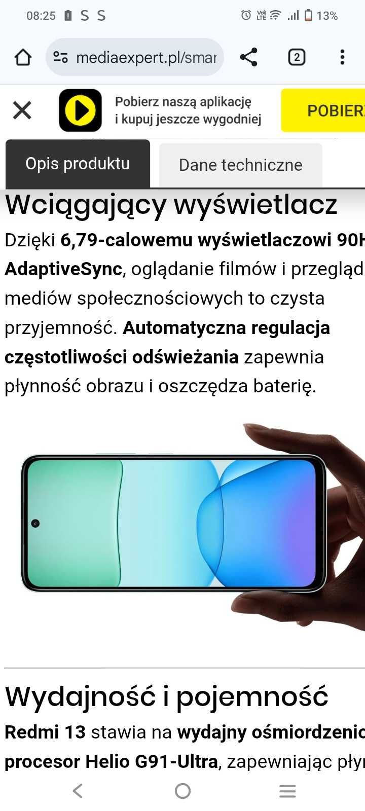 TELEFON redmi 13 8gb/256GB