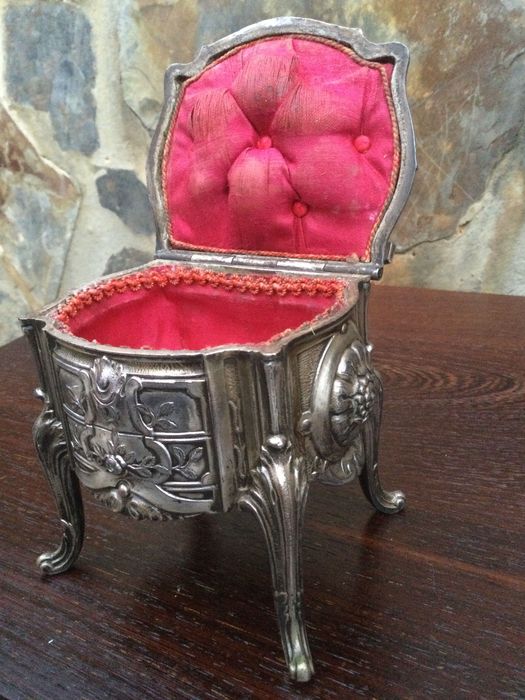 Caixa Guarda jóias Espelho Biselado Arte Nova França Marcado