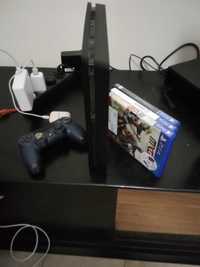 Ps4 Slim com 1 comando + 3 jogos + cabo de carregar