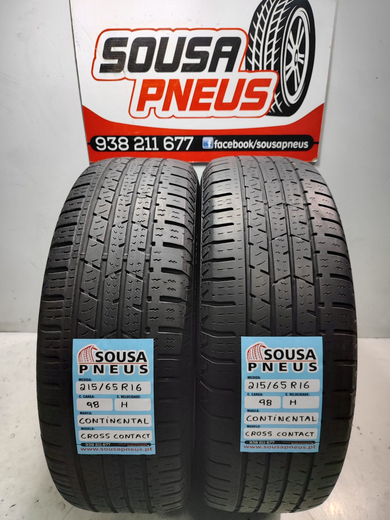 2 pneus semi novos continental 215/65R16 98H Oferta dos portes