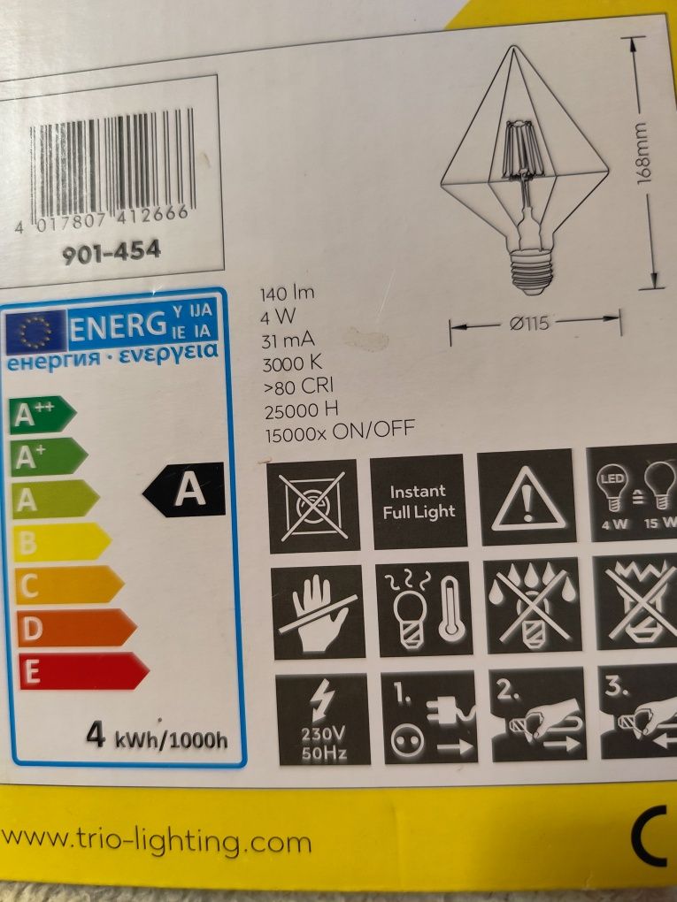 Żarówka ozdobne szkło led 4W ,E 27, 140 lumelów, 1 szt. 25 zł,  4 szt.