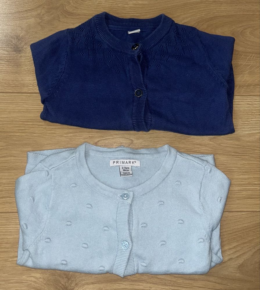 2 bawełniane kardigany dziewczęce TU oraz Primark