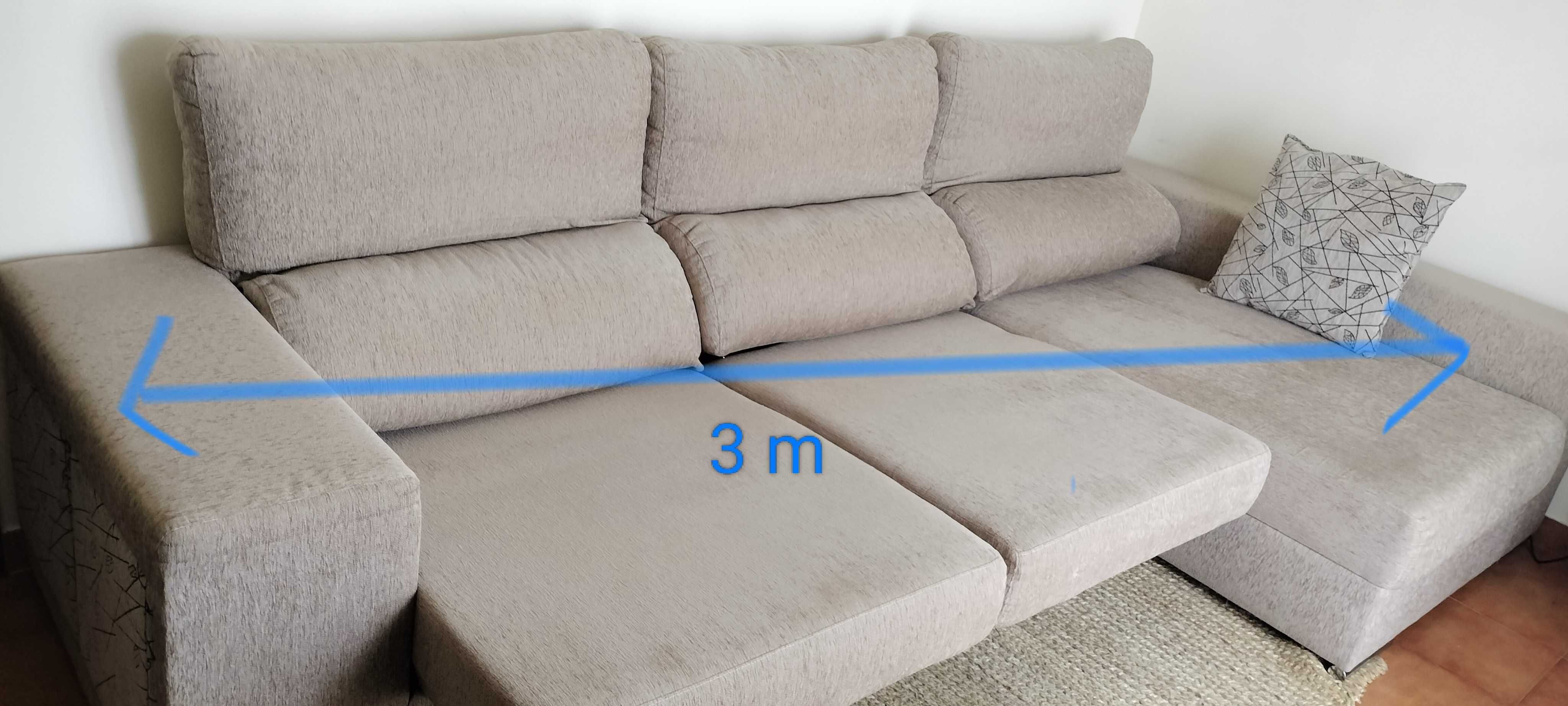 Sofá chaise longue beje