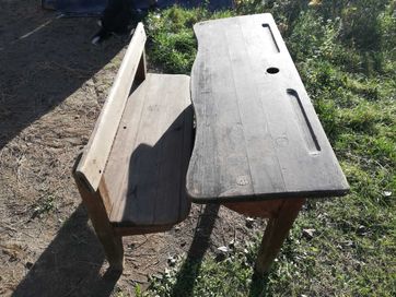 stara ławka szkolna drewniana przedwojenna