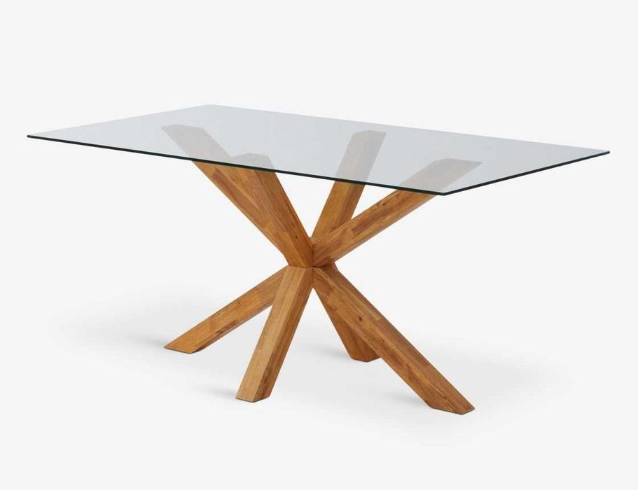 Стол Jusk обеденный AGERBY 90x160см стекло/дуб
