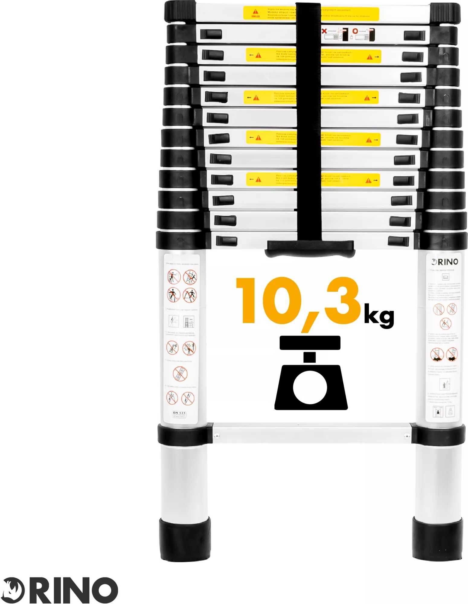 Drabina teleskopowa Rino LAD38ST 3,8 m 5,2 m 4,1 m 4,4 m 2,6 m 3,2 m