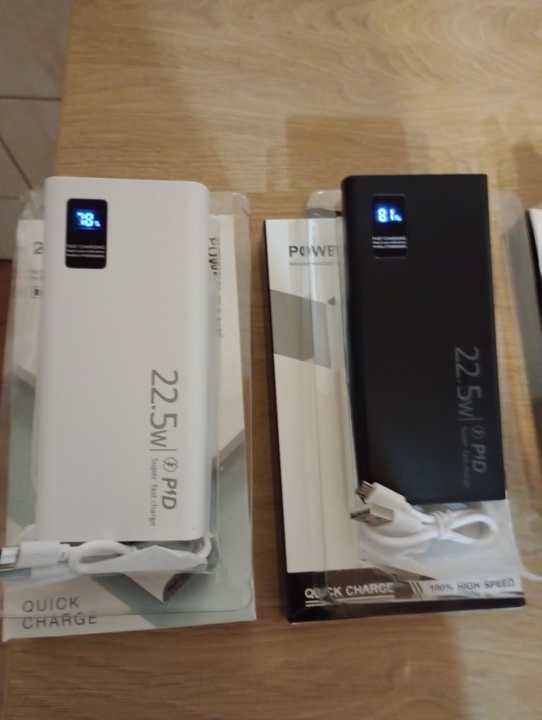 2x PowerBank 10000 i 20000mAh, 22,5w-Szybkie Ładowanie+ 4 kable USB -C