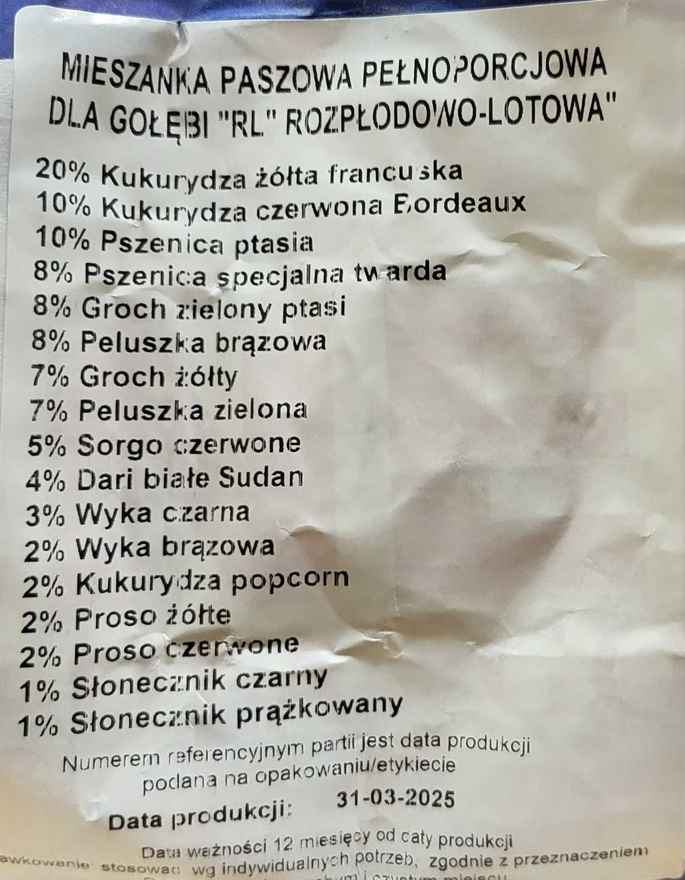 Pasze ziarno dla gołębi
