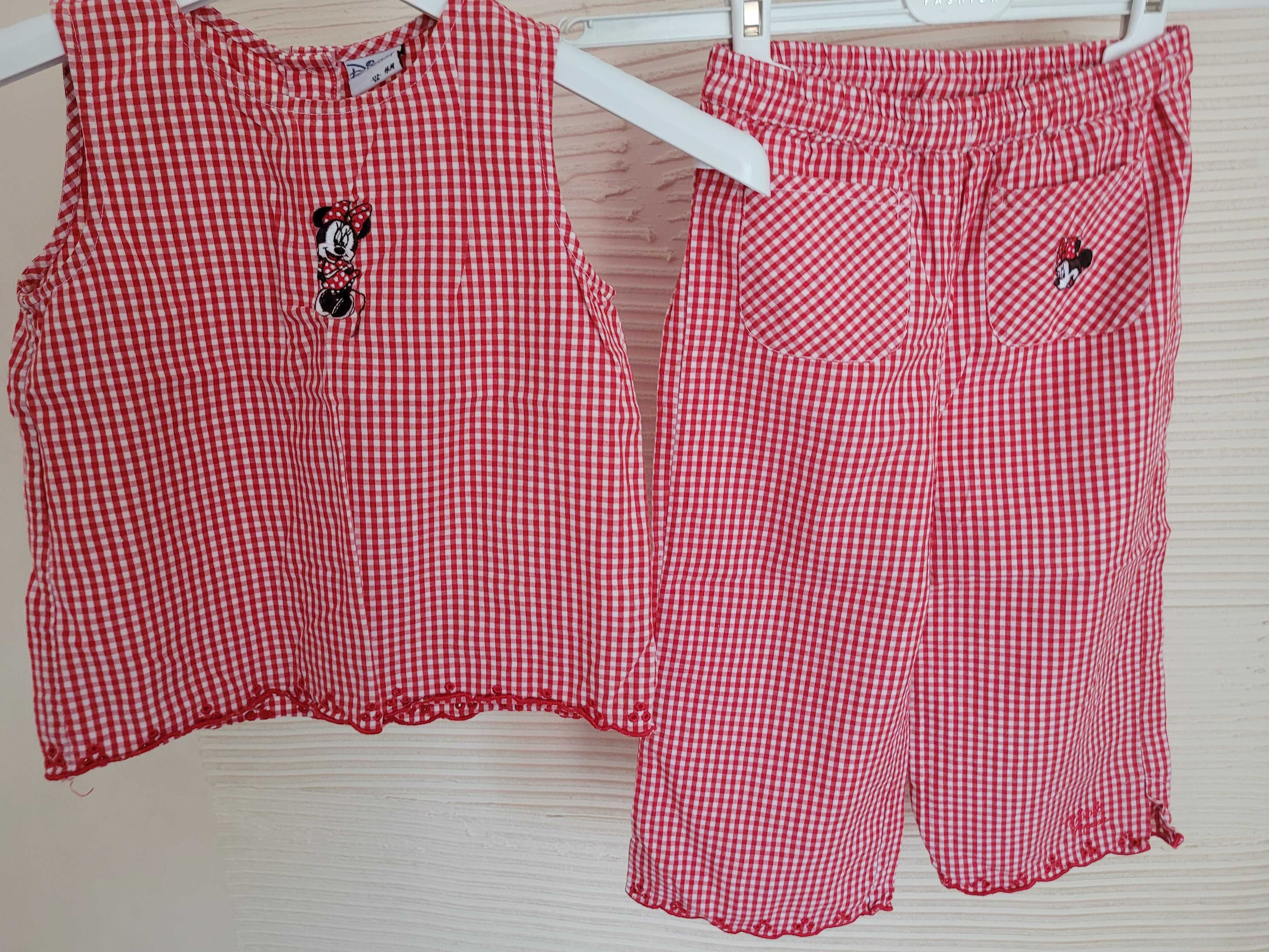 Komplet H&M r. 110 retro w kratkę Myszka Minnie Disney