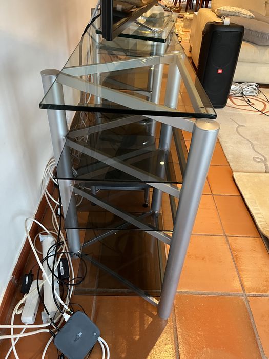 Mesa Hi Fi Soundstyle prateada 4 prateleiras