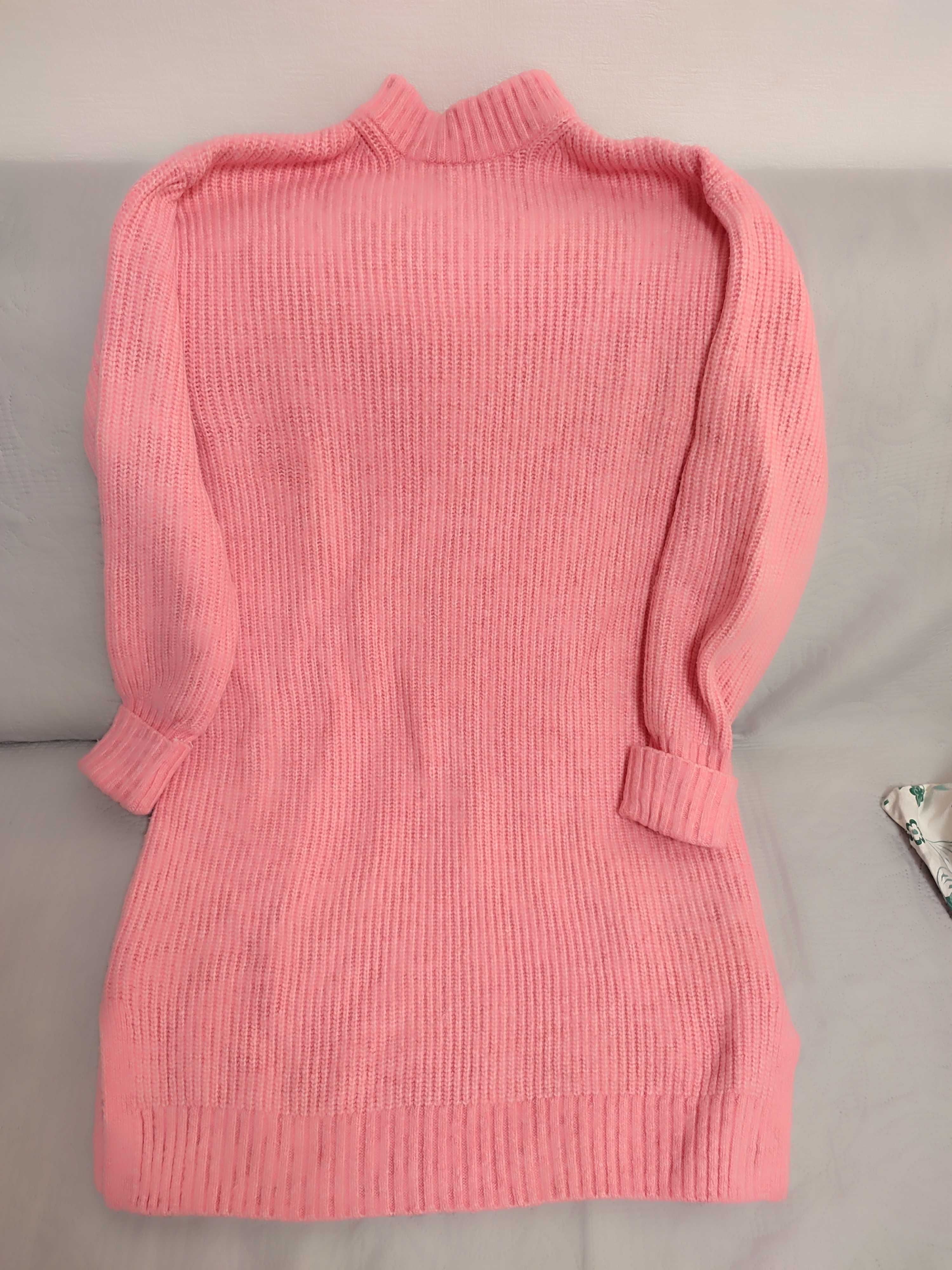 Długi sweter H&M Różowy