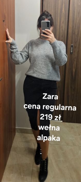 Szary sweter Zara wełna alpaka
