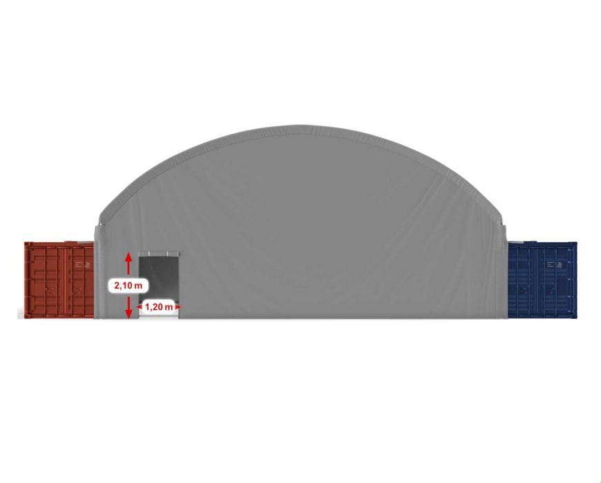 12x12m Namiot ZADASZENIE do kontenerów Pełny 2x WEJŚCIE DAS