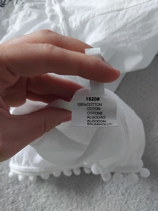 Biała haftowana bluzka hiszpanka/off shoulder bawełna r. uni (S/M)