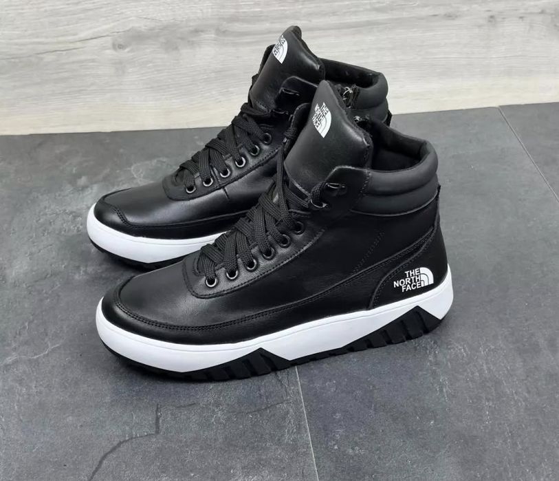 Мужские зимние кожаные прошитые кроссовки на молнии замке NORTH FACE