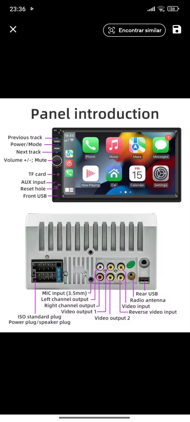 Rádio 2Din com bluetooth