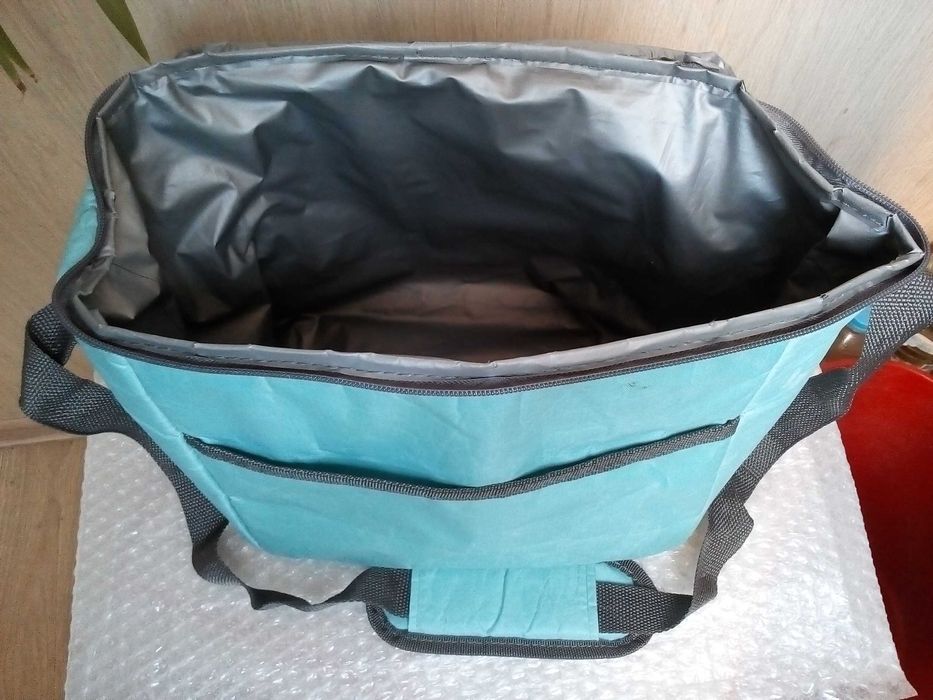 термосумка голубая с плечевым ремнём