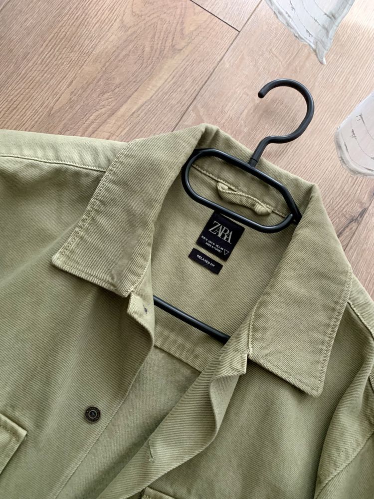 Kurtka koszulowa lekka katana khaki oliwkowa (M) Zara