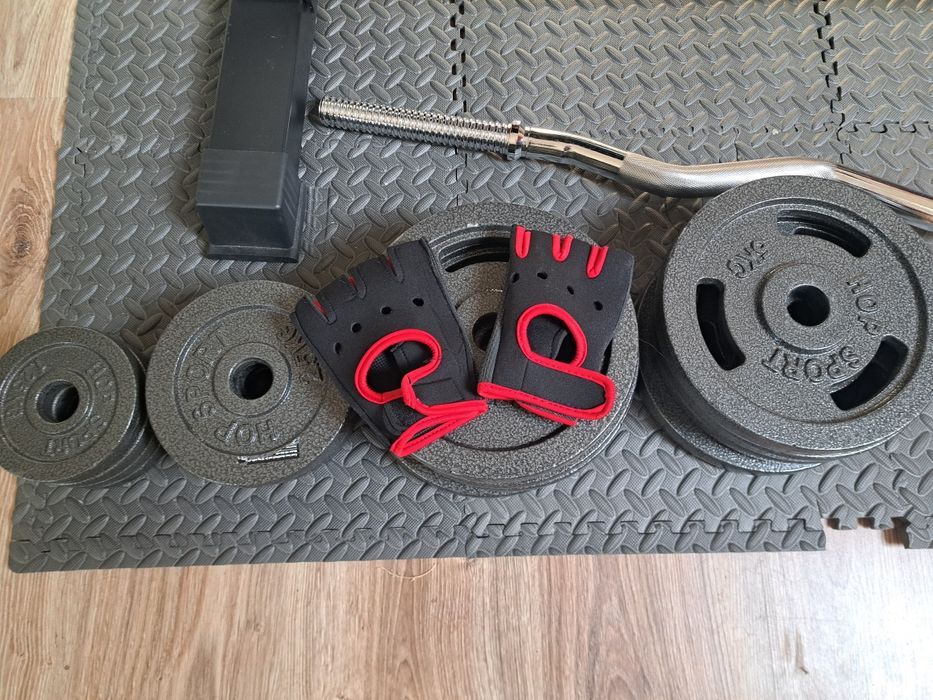 Hantle, Sztanga, ciężary oraz ławeczka, cały zestaw treningowy