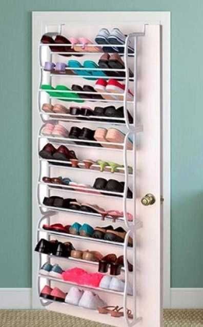 Szafka na buty za drzwiami ścienna 12 półek modułowa wysokość 183 cm