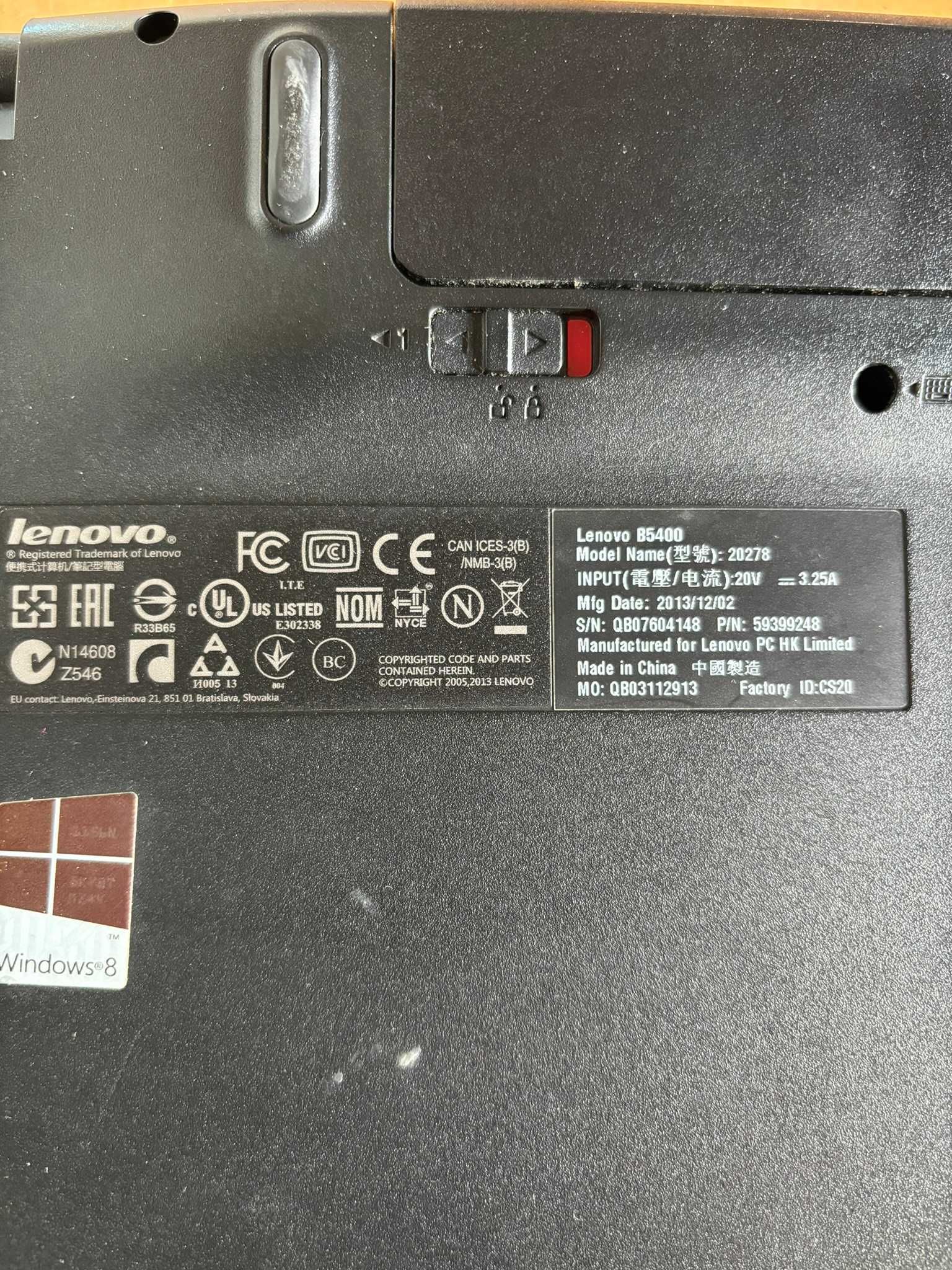 Uszkodzony laptop lenovo B5400