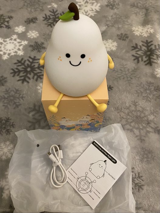 Lampka nocna LED GRUSZKA – biały i niebieski – USB