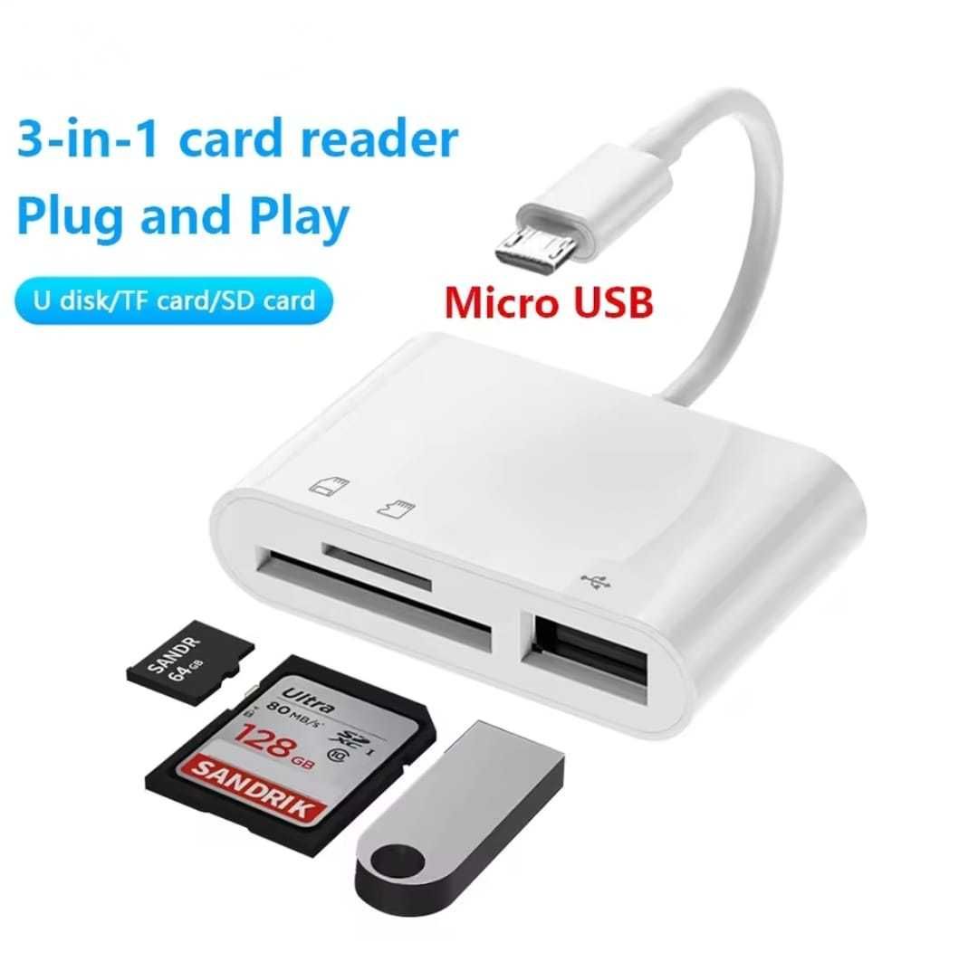 Adapter 3 w 1 Micro USB Czytnik kart pamięci SD USB2.0 telefon laptop