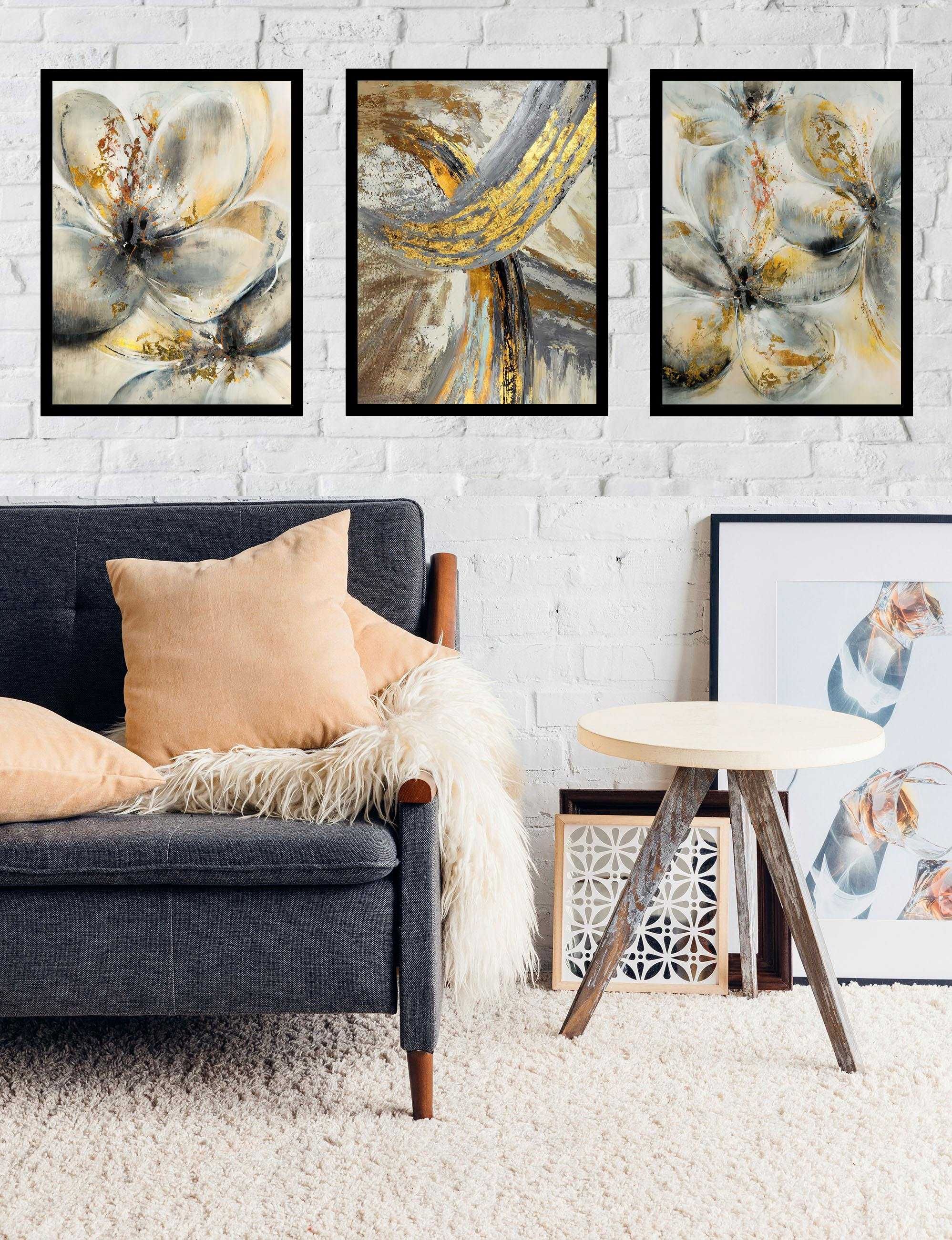 30x40 obrazy w ramie plakaty ramka SZARE KWIATY SZTUKA NATURA BOHO