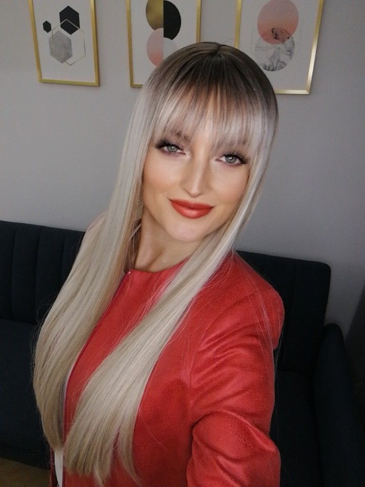 Peruka jasny blond ombre długie włosy na co dzień jak naturalne